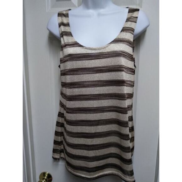Banana Republic Size Medium Metallic Gold And Brown Striped Tank Top - Picture 1 of 4